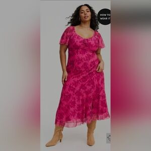 torrid Flutter Sleeve Tie Front Maxi Dress size 2X NWT